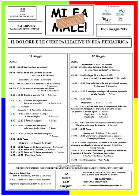 Il Dolore e le Cure Palliative in Età Pediatrica - Mi fa male